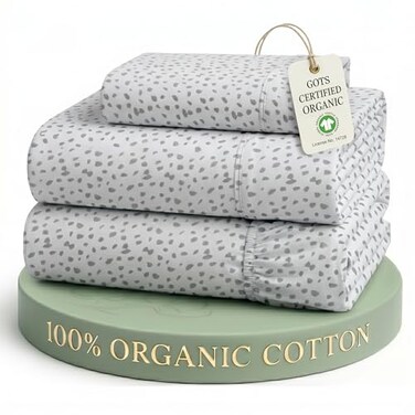 LANE LINEN Twin Sheets 100 Organic Cotton Soft 3pc Percale Haze Grey