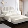 AiMay 6 Piece Satin Pillowcases Bed Sheet Set Deep Pocket Super Soft Luxury Rich Silk Silky Solid Color Reversible StainResistant Wrinkle Free California King Off White