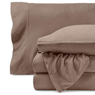 Bare Home Super Soft Fleece Sheet Set Queen Size Extra Plush Polar Fleece NoPilling Bed Sheets All Season Cozy Warmth Queen Taupe