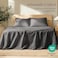 Bare Home Twin Extra Long Sheet Set Luxury 100 European Linen Deep Pockets Easy Fit 3 Piece Set Bedding Sheets Pillowcases Twin XL Dark Grey