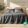 Bare Home Twin Extra Long Sheet Set Luxury 100 European Linen Deep Pockets Easy Fit 3 Piece Set Bedding Sheets Pillowcases Twin XL Dark Grey