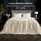 BEDELITE California King Sheets Set Luxury Soft Beige Satin Sheets for Hair and Skin Similar to Silk Bed Sheets Set 4 Pieces with 1 Deep Pocket Fitted Sheet 1 Flat Sheet and 2 Pillowcases