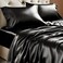 BEDELITE Satin Sheets Twin Size Bed Set Luxury Soft Black Silky Sheets for Hair and Skin Similar to Silk Bed Sheets Set 3 Pieces with 1 Deep Pocket Fitted Sheet 1 Flat Sheet and 1 Pillowcase