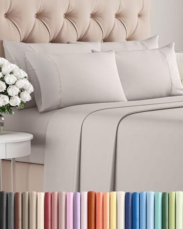 CGK Unlimited Cal King 6 Piece Sheet Set Comfy Breathable Cooling Soft Hotel Luxury Bedding Set with 816 Inch Deep Pockets 1 Flat 1 Fitted Sheet 4 Pillowcases Wrinkle Free Easy Care Light Grey