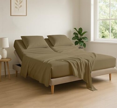 Cottingon 4 Piece Flex Head King Sheet Set Top 34 Inch Split Sheets for Sleep Number Adjustable Beds Soft Breathable 100 Egyptian Cotton Fits Upto 16 Deep Mattress 78X80 34 Taupe