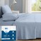 Degrees of Comfort Coolmax Cooling Bed Sheets Queen Size for Hot Sleepers Moisture Wicking Sheet Set for Night Sweats Deep Pocket Ultra Soft Cozy for All Seasons Light Blue 4 Pieces