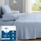 Degrees of Comfort Coolmax Cooling Bed Sheets Queen Size for Hot Sleepers Moisture Wicking Sheet Set for Night Sweats Deep Pocket Ultra Soft Cozy for All Seasons Light Blue 4 Pieces