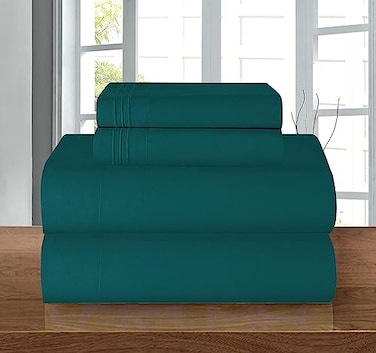 Elegant Comfort Luxury 1500 Premium Hotel Quality Microfiber 4Piece Sheet Set Wrinkle Resistant All Around Elastic Fitted Sheet Deep Pocket up to 16 TwinTwin XL Marine Teal