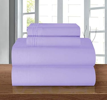 Elegant Comfort Luxury Soft 1500 Premier Hotel Quality 4Piece Sheet Wrinkle and Fade Resistant Bedding Set Deep Pocket up to 16inch Queen Lavender
