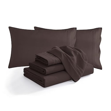 Elegant Comfort Wrinkle and Fade Resistant Coziest Bedding Set Easy All around Elastic Fitted Sheet Deep Pocket Microfiber Chocolate Brown Full