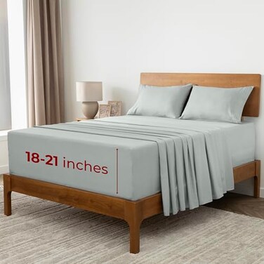 Mellanni Extra Deep Queen Sheets 4 PC Iconic Collection Bedding Hotel Luxury Ultra Soft Cooling Bed Sheets Wrinkle Fade Stain Resistant Queen Spa Mint
