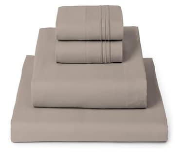 Mellanni Full Sheets Set 4 PC Iconic Collection Bedding Hotel Luxury Extra Soft Cooling Bed Sheets Wrinkle Fade Stain Resistant Full Tan