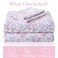 Mooreeke Cozy Vintage Microfiber Printed Queen Sheet Set Soft Breathable Percale Cotton Floral Bed Sheets with Deep Pocket NonSlip Fitted Design Pink Purple Flowers Pattern