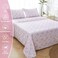 Mooreeke Cozy Vintage Microfiber Printed Queen Sheet Set Soft Breathable Percale Cotton Floral Bed Sheets with Deep Pocket NonSlip Fitted Design Pink Purple Flowers Pattern
