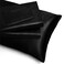 NSGZ Satin Sheets Twin XL 3 Piece Set with Fitted Flat Sheet Pillowcases Cooling Extra Soft Satin Black