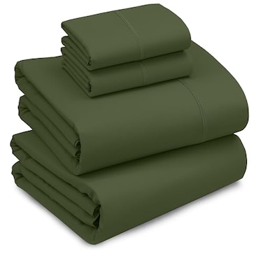 RUVANTI 100 Cotton Percale Sheets Full Size Crisp Cooling Bed Sheets for Hot Sleepers Deep Pocket 16 Soft Breathable Durable HotelStyle 4 Piece Set Chive