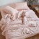 Sijo Stone Washed Organic French Linen Bed Sheet Set GOTS Best Cooling Linen Sheet Award by Sleep Foundation 3 Piece 2 Pillowcases and 1 Fitted Sheet Blush King