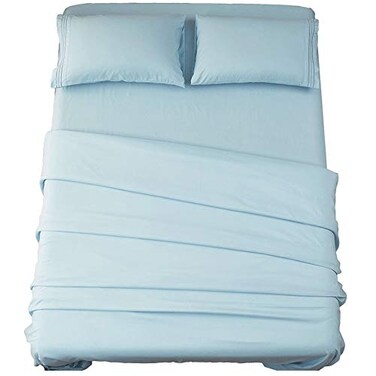 SONORO KATE Bed Sheet Set Super Soft Microfiber 1800 Series Luxury Egyptian Sheets 16Inch Deep PocketWrinkle and Hypoallergenic3 Piece Spa Blue Twin XL