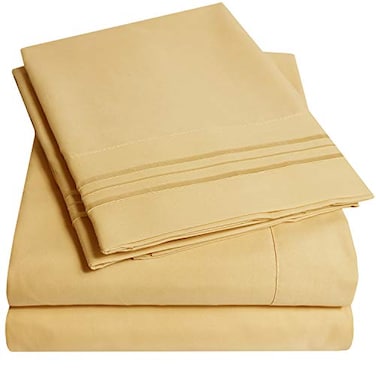 Sweet Home 1500 Supreme Collection Queen Sheet Sets Camel Luxury Hotel Bed Sheets and Pillowcase Set for Queen Mattress Extra Soft Elastic Corner Straps Deep Pocket Sheets Queen Camel