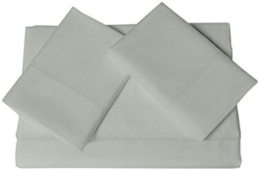 Tribeca Living Luxury 800 Thread Count King Sheet Set 100 Egyptian Cotton Sateen Deep Pocket Sheets Soft Breathable Elegant Hemstitched Design Silver Grey
