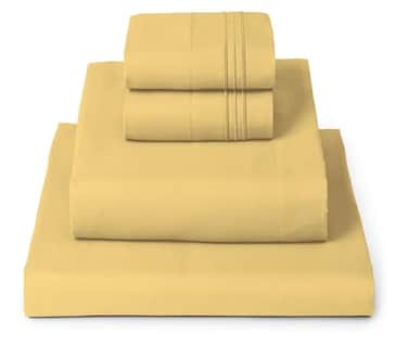 Mellanni Queen Sheets Set 4 PC Iconic Collection Bedding Hotel Luxury Extra Soft Cooling Bed Sheets Wrinkle Fade Stain Resistant Queen Yellow