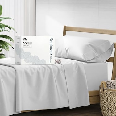 Mayfair Linen Twin Sheet Sets Cotton Luxury 500 Series Soulmate Collection 100 Egyptian Cotton Twin Sheets 3 PC Silver Extra Soft Cooling Sateen Weave 16 Deep Pocket Hotel Bed Sheet Set
