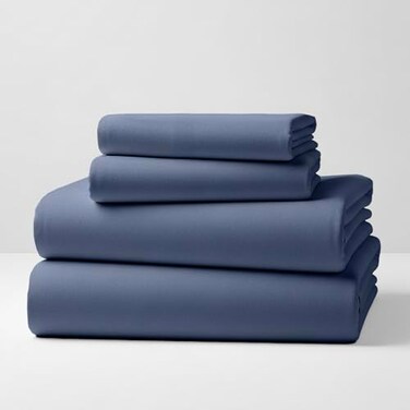 Mellanni Cotton Flannel Sheet Set Double Brushed for Added Softness Comfort Deep Pocket Fitted Sheet up to 16 4 Piece Set King Blue