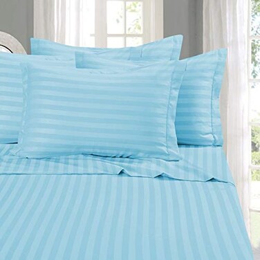 Elegant Comfort Best Softest Coziest 6Piece Sheet Sets 1500 Premier Hotel Quality Luxurious Wrinkle Resistant 6Piece Damask Stripe Bed Sheet Set Full Aqua Blue