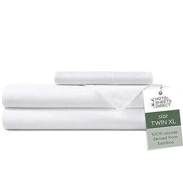 Hotel Sheets Direct 3 Piece Bed Sheet Set Twin XL Size 100 Viscose Derived from Bamboo Sheets Set with 1 Pillowcase Cooling Breathable Luxury Bedding MoistureWicking Silky Soft Texture White