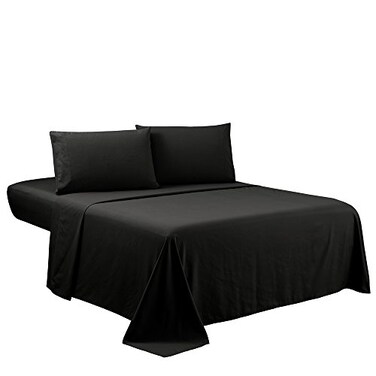 Sfoothome Twin Sheets Set Black Hotel Luxury 3Piece Bed Set Extra Deep Pocket 1800 Series Bedding Set Wrinkle Fade Resistant Sheet Pillow Case Set Twin Black