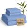 BAMPURE Luxury Series Queen Sheet Set 100 Pure Viscose from Bamboo Super Soft Cooling Sheets for Hot Sleepers Deep Pocket L Blue