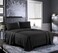 Pure Bedding Bed Sheets Full Sheet Set 4Piece Black Hotel Luxury 1800 Brushed Microfiber Soft and Breathable Deep Pocket Fitted Sheet Flat Sheet Pillow Cases