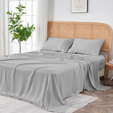Sijo AiryWeight Tencel Sheet Set 100 Lyocell Derived from Eucalyptus Buttery Soft Architectural Digest Best Cooling Sheets Winner 3pc 2 Pillowcases 1 Fitted Dove Queen