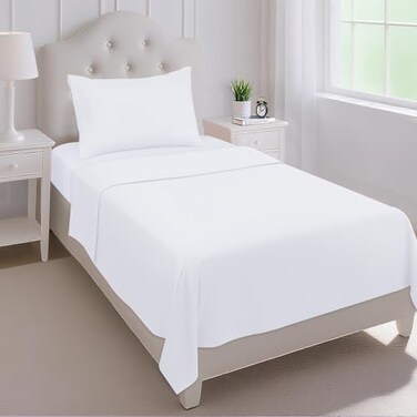 Mejoroom Twin Sheet Set Hotel Collection Twin Sheets Bedding Sheets Pillowcases with Deep Pocket Fitted Sheet Breathable Wrinkle Fade Resistant 3 PieceWhite