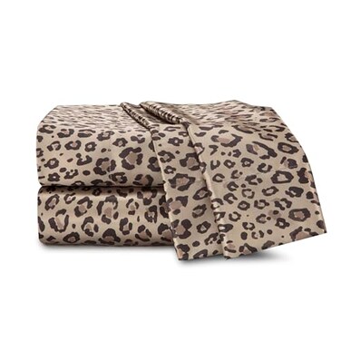 Martex Elegance 4Piece Full Satin Sheet Set Luxury Hotel Quality Bedding Silky Soft Fabric for Hair and Skin Deep Pocket Fit Smooth Sleep Surface Wrinkle Resistant Leopard Print