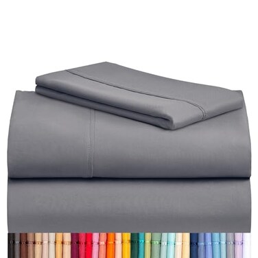 LuxClub Twin Sheets Soft Kids Bed Sheet for Boys and Girls 4 PC Deep Pockets 18 Eco Friendly Wrinkle Free Machine Washable Hotel Bedding Silky Soft Light Grey