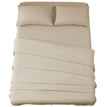 SONORO KATE Bed Sheet Set Super Soft Microfiber 1800 Series Luxury Egyptian Sheets 16Inch Deep PocketWrinkle and Hypoallergenic3 Piece Beige Twin XL
