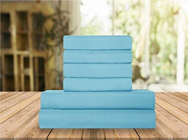 Elegant Comfort Luxury Soft Bed Sheets 1500 Premium Hotel Quality Microfiber Softness Wrinkle and Fade Resistant 6Piece Bedding Set Full Aqua Blue