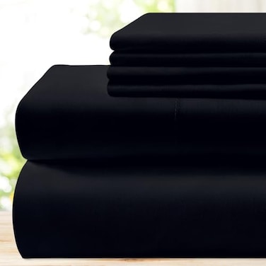 BYSURE 6 Pieces Bed Sheets SetKing Black 1800 Thread Count Super Soft 100 Microfiber Sheets with Deep Pockets Wrinkle Fade Resistant Bedding