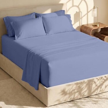 Hearth & Hearth Harbor Extra Deep Pocket Queen Sheets Sets Fits Mattress 1824 Inches Deep Extra Deep Pocket Sheets 6 Piece Queen Size Steel Blue