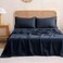 S VICTORY SYMBOL 100 Organic Linen Sheets SetFrench Natural Flax Bedding Ultra Soft Luxurious Stone Washed 4 Pieces Bed Sheet SetNavyQueen