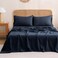 S VICTORY SYMBOL 100 Organic Linen Sheets SetFrench Natural Flax Bedding Ultra Soft Luxurious Stone Washed 4 Pieces Bed Sheet SetNavyQueen