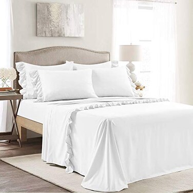 Lush Decor Reyna Ruffle Sheet Set 6 Piece Set King White King Sheets White Bed Sheets King Size Bed Sheet Set Coquette Bedroom Decor