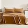 TOSMO Pure Linen Sheets Set 100 French Natural Linen Flax Bedding 4pc Set Queen 1 Flat Sheet 1 Fitted Sheet 2 Pillowcases Butternut