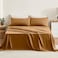 TOSMO Pure Linen Sheets Set 100 French Natural Linen Flax Bedding 4pc Set Queen 1 Flat Sheet 1 Fitted Sheet 2 Pillowcases Butternut