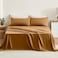TOSMO Pure Linen Sheets Set 100 French Natural Linen Flax Bedding 4pc Set Queen 1 Flat Sheet 1 Fitted Sheet 2 Pillowcases Butternut