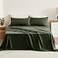 TOSMO Pure Linen Sheets Set 100 French Natural Linen Flax Bedding 4pc Set Queen 1 Flat Sheet 1 Fitted Sheet 2 Pillowcases Forest Green