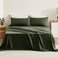 TOSMO Pure Linen Sheets Set 100 French Natural Linen Flax Bedding 4pc Set Queen 1 Flat Sheet 1 Fitted Sheet 2 Pillowcases Forest Green