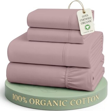 LANE LINEN Queen Sheet Set 100 Organic Cotton Soft 4pc Percale Lilac