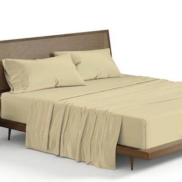 THREAD SPREAD 100 Egyptian Cotton Sheets California King Size 800 Series Euphoria Collection Luxury Cal King Size 4 PC Sand Soft Cooling 16 Deep Pocket Hotel Sheets